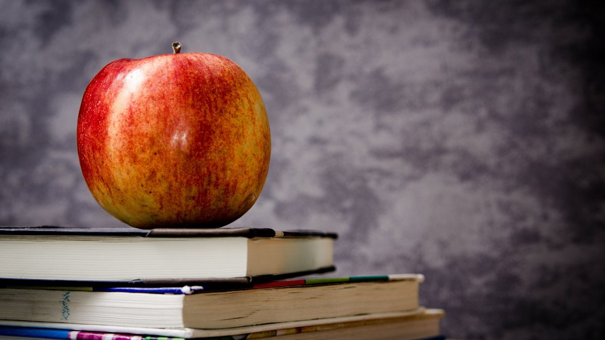 merenda a scuola, mela frutta fresca